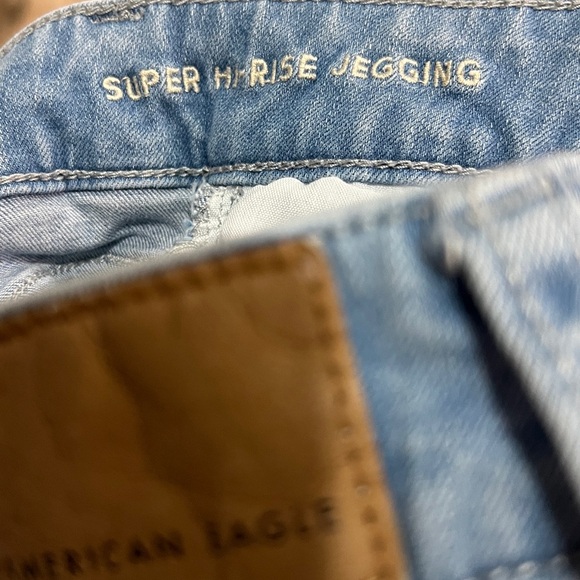American Eagle Jeans Short Distressed Super Hi Rise Jegging Slim Vintage Skinny - Picture 12 of 13
